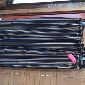 Stripped pants with waist tie